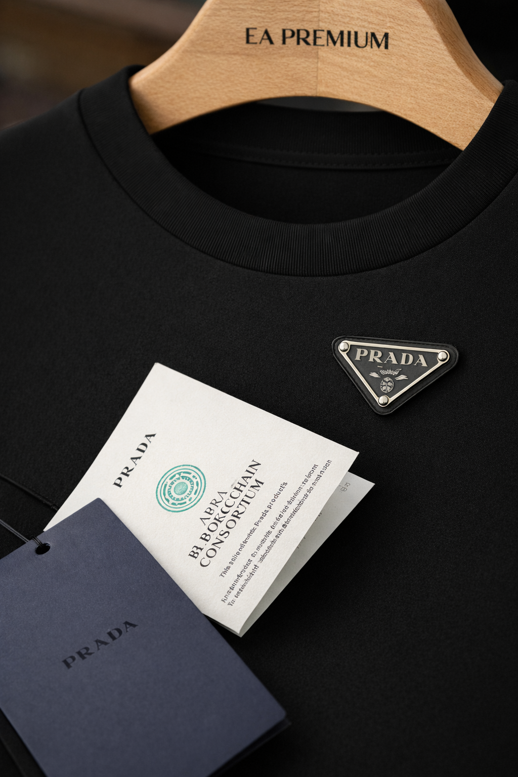 PRADA Bisiklet Yaka T-Shirt - Siyah