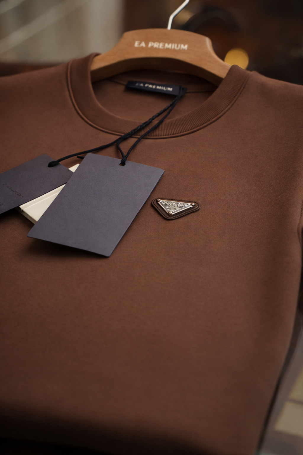 PRADA Bisiklet Yaka T-Shirt - Kahverengi