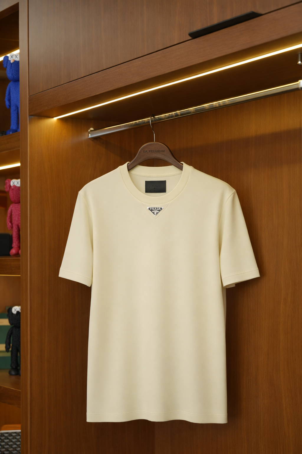 Prada - V Dikiş Detaylı T-Shirt - Ekru