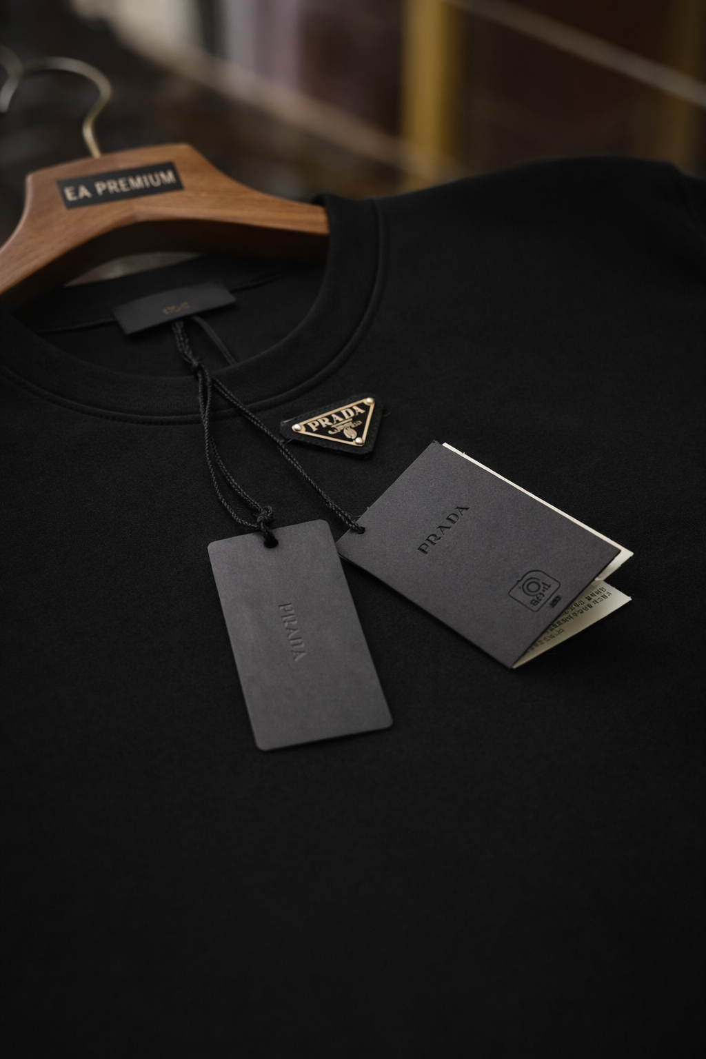PRADA Bisiklet Yaka T-Shirt - Siyah