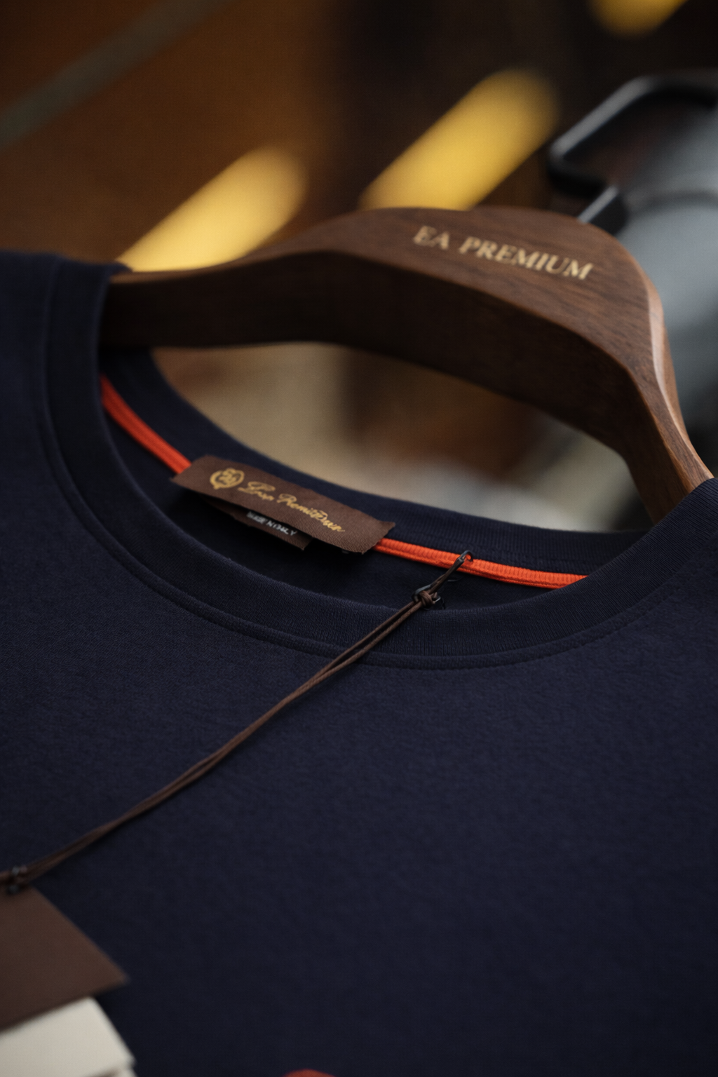 Loro Piana Nakış İşlemeli Bisiklet Yaka T-Shirt - Lacivert