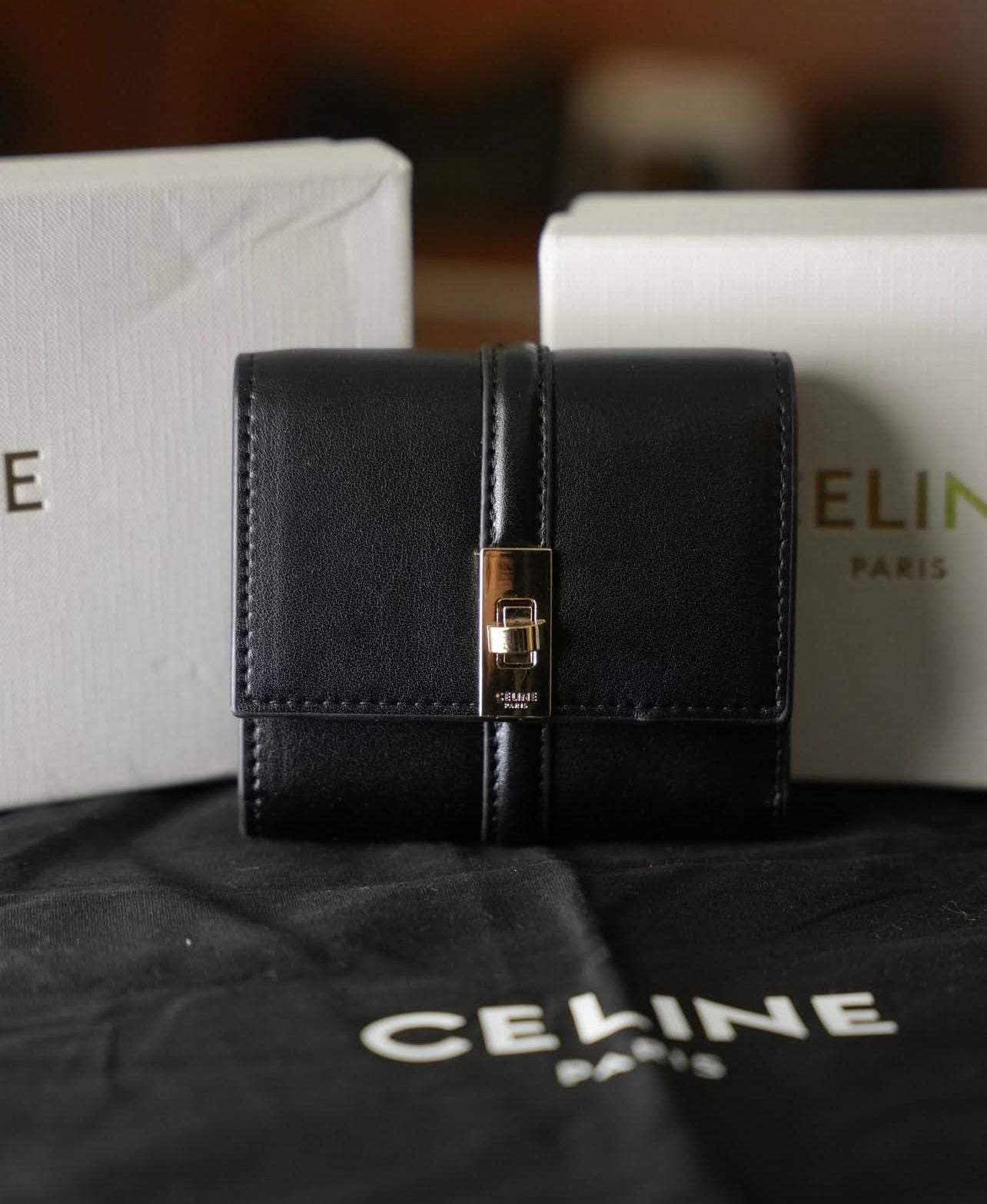 Celine Paris Deri Kartlık / Mini Cüzdan – Siyah