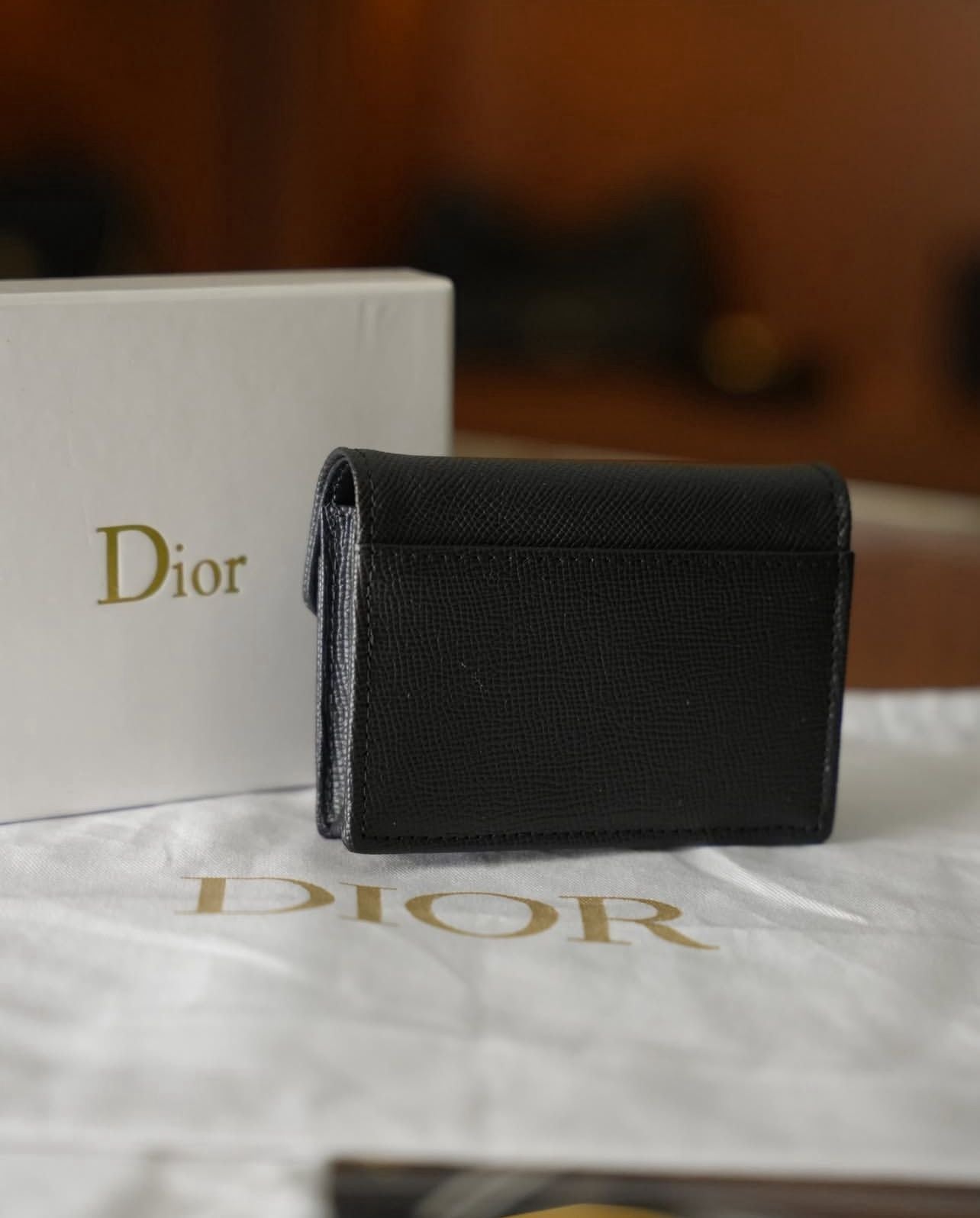 Dior Saddle D Logolu Deri Kartlık / Mini Cüzdan – Siyah