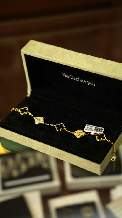 Van Cleef & Arpels Vintage Alhambra Bileklik – Altın Siyah