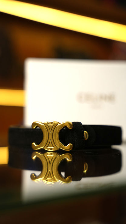 Celine Triomphe Kemer – Siyah Süet