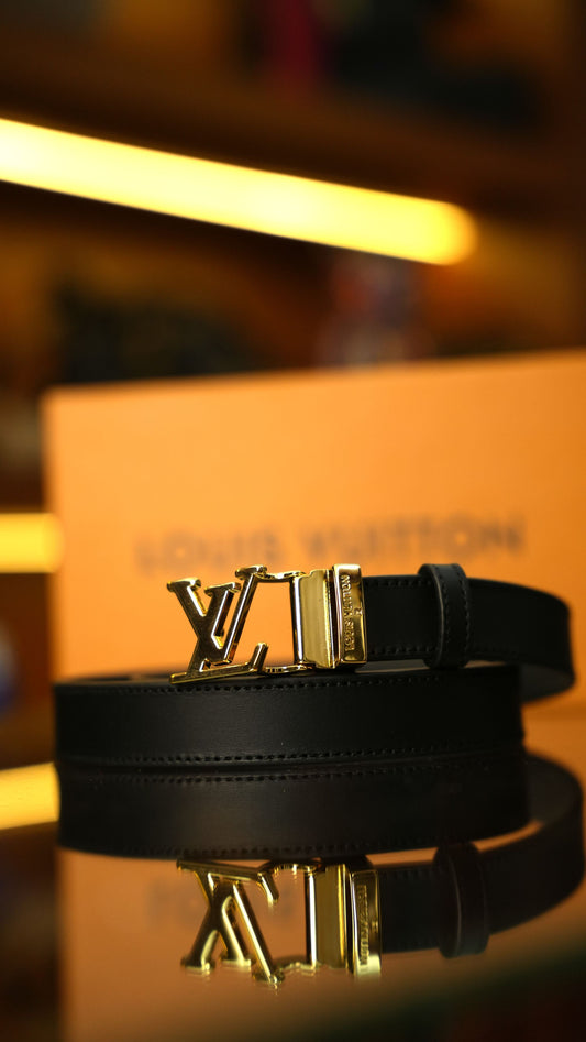 Louis Vuitton LV Logo Kemer – Siyah Altın