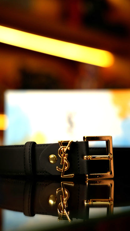 Saint Laurent YSL Logo Kemer – Siyah