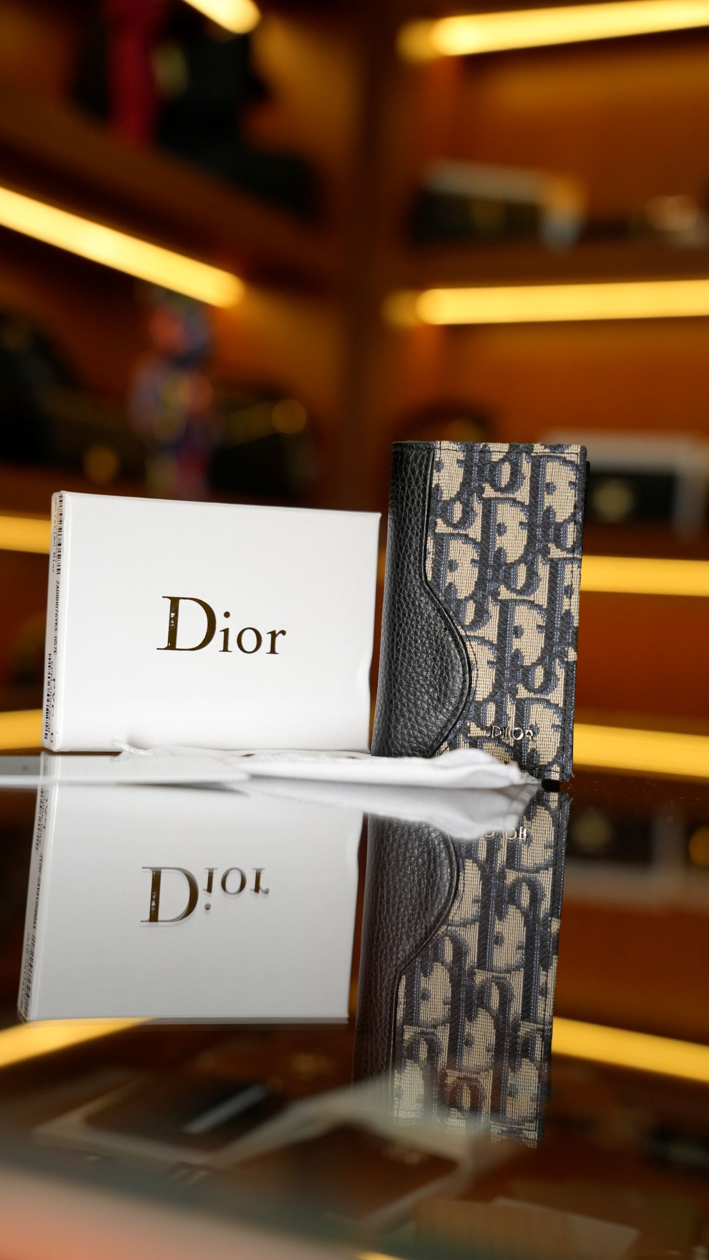Dior Oblique Deri Detaylı Kartlık – Siyah