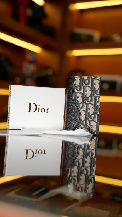 Dior Oblique Deri Detaylı Kartlık – Siyah