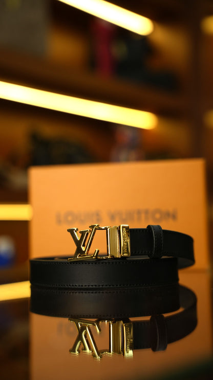Louis Vuitton LV Logo Kemer – Siyah Altın
