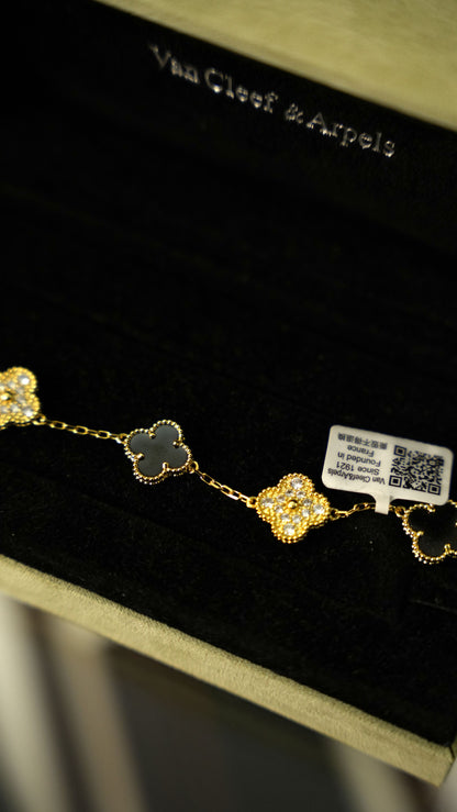 Van Cleef & Arpels Vintage Alhambra Bileklik – Altın Siyah