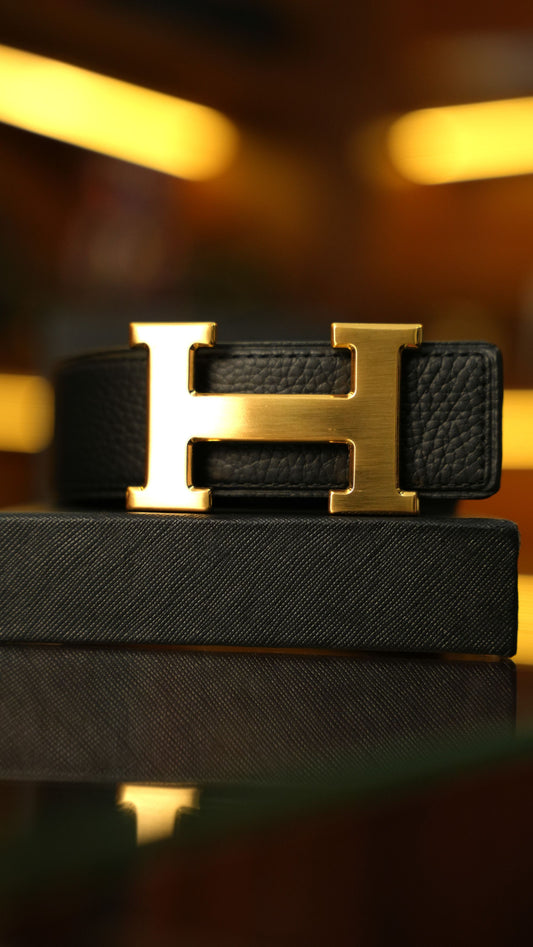 Hermès H Toka Deri Kemer – Siyah Altın