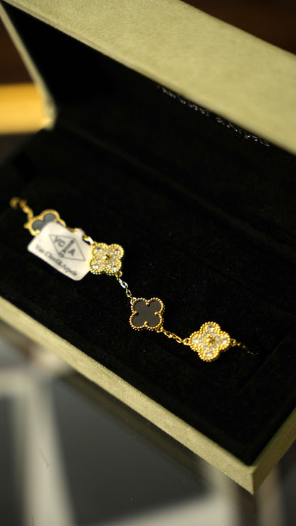 Van Cleef & Arpels Vintage Alhambra Bileklik – Altın Siyah