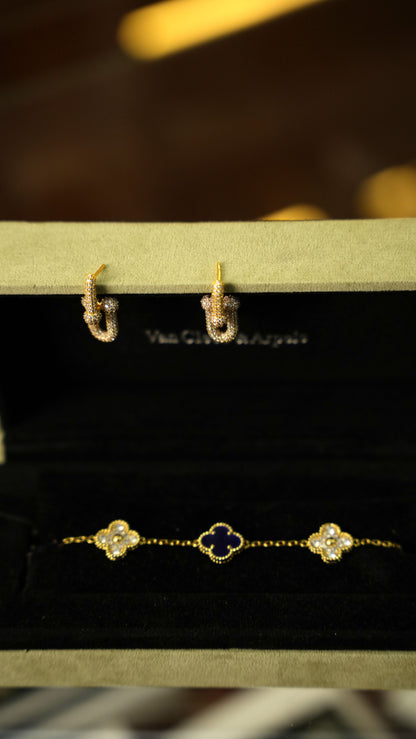 Van Cleef & Arpels Vintage Alhambra Bileklik – Altın Lacivert