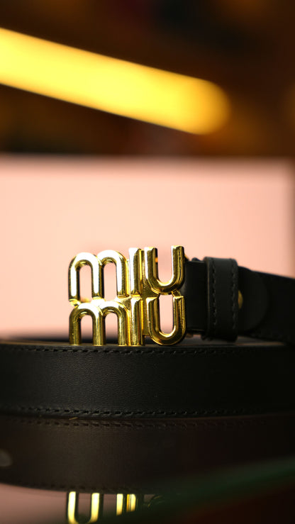 Miu Miu Logo Kemer – Siyah Altın