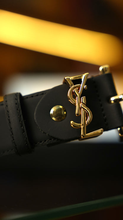 Saint Laurent YSL Logo Kemer – Siyah