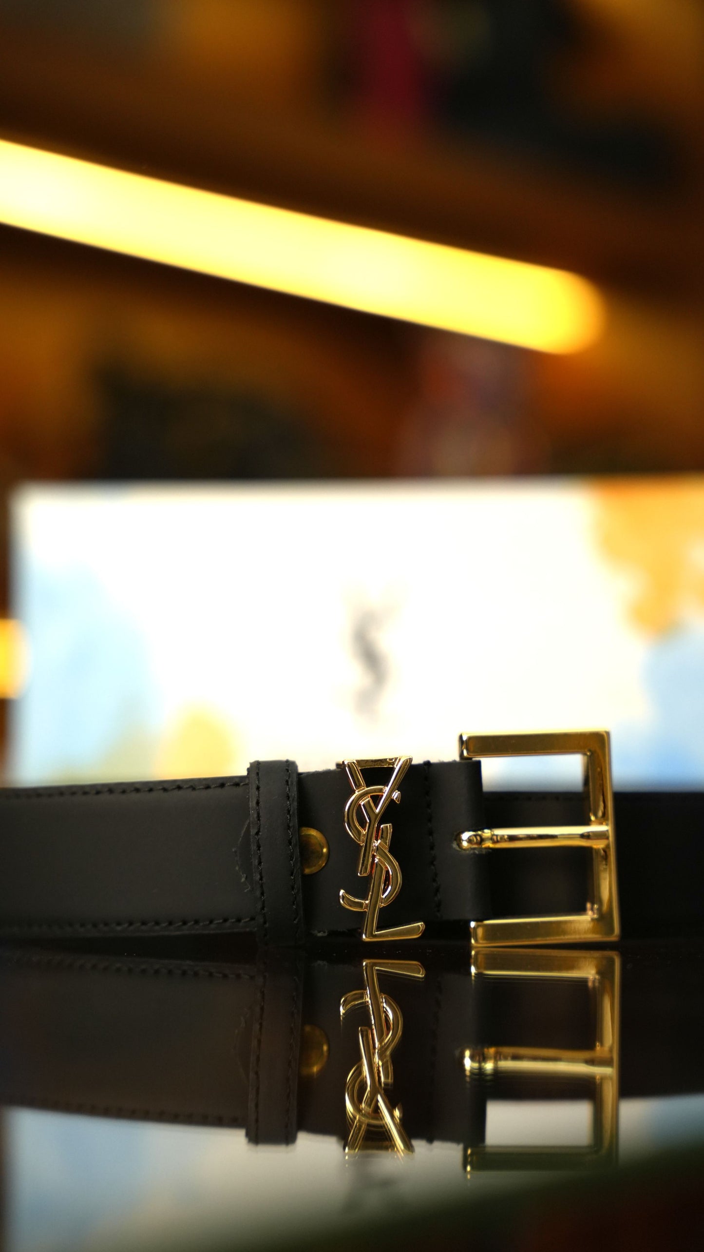 Saint Laurent YSL Logo Kemer – Siyah