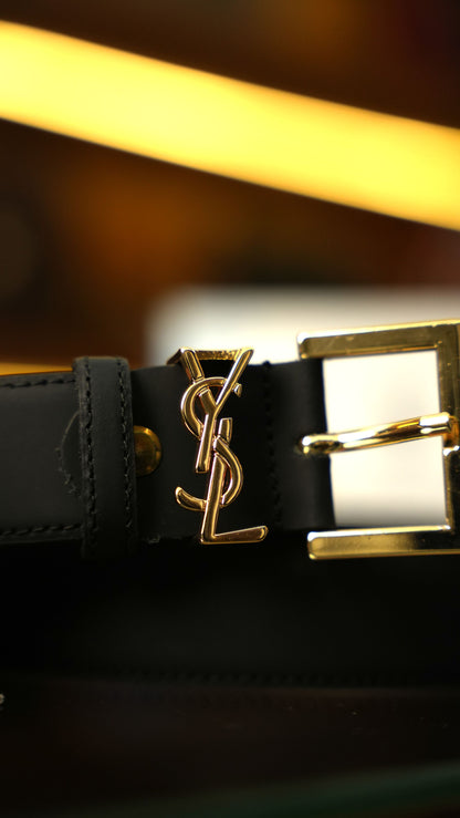 Saint Laurent YSL Logo Kemer – Siyah