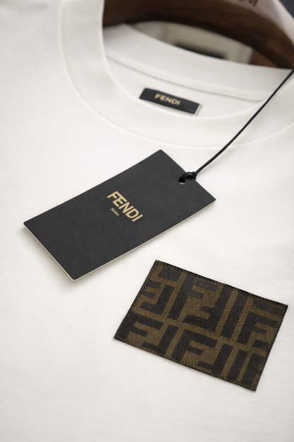 FENDI Bisiklet Yaka T-Shirt - Beyaz