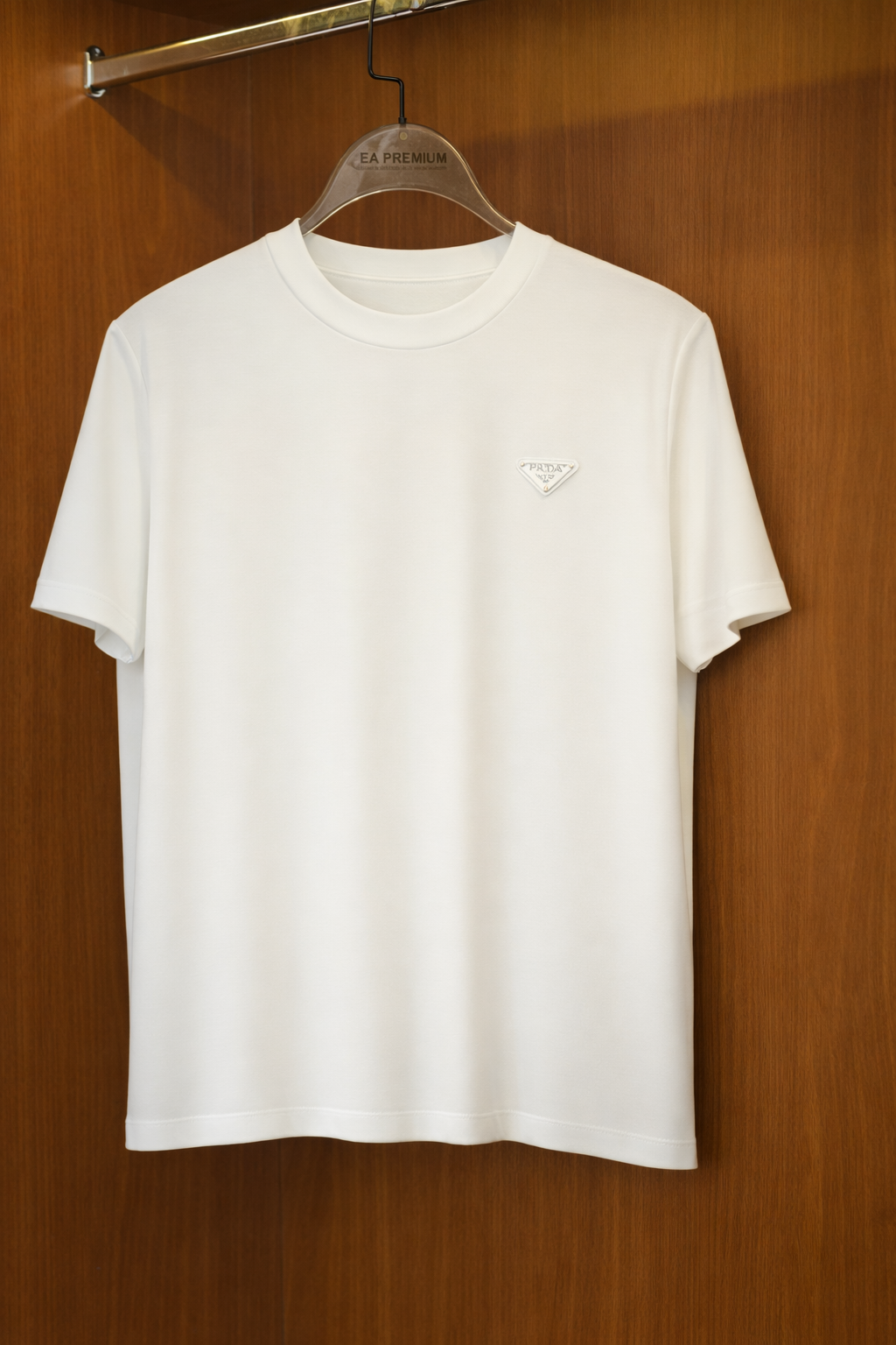 PRADA Bisiklet Yaka T-Shirt - Beyaz