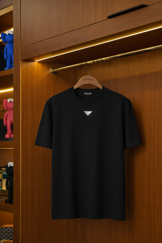 PRADA Bisiklet Yaka T-Shirt - Siyah