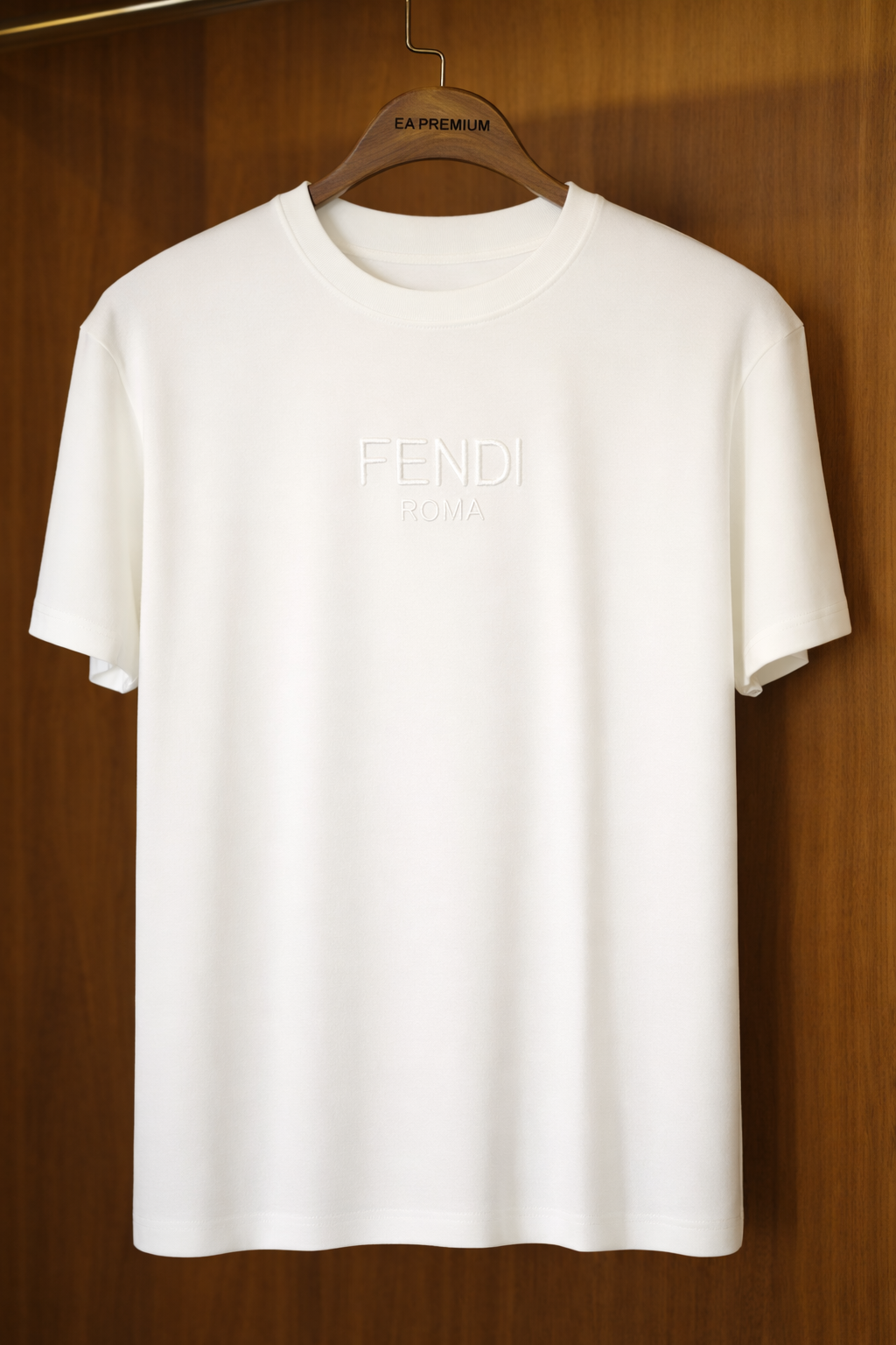 FENDI Nakış İşlemeli Bisiklet Yaka T-Shirt - Beyaz