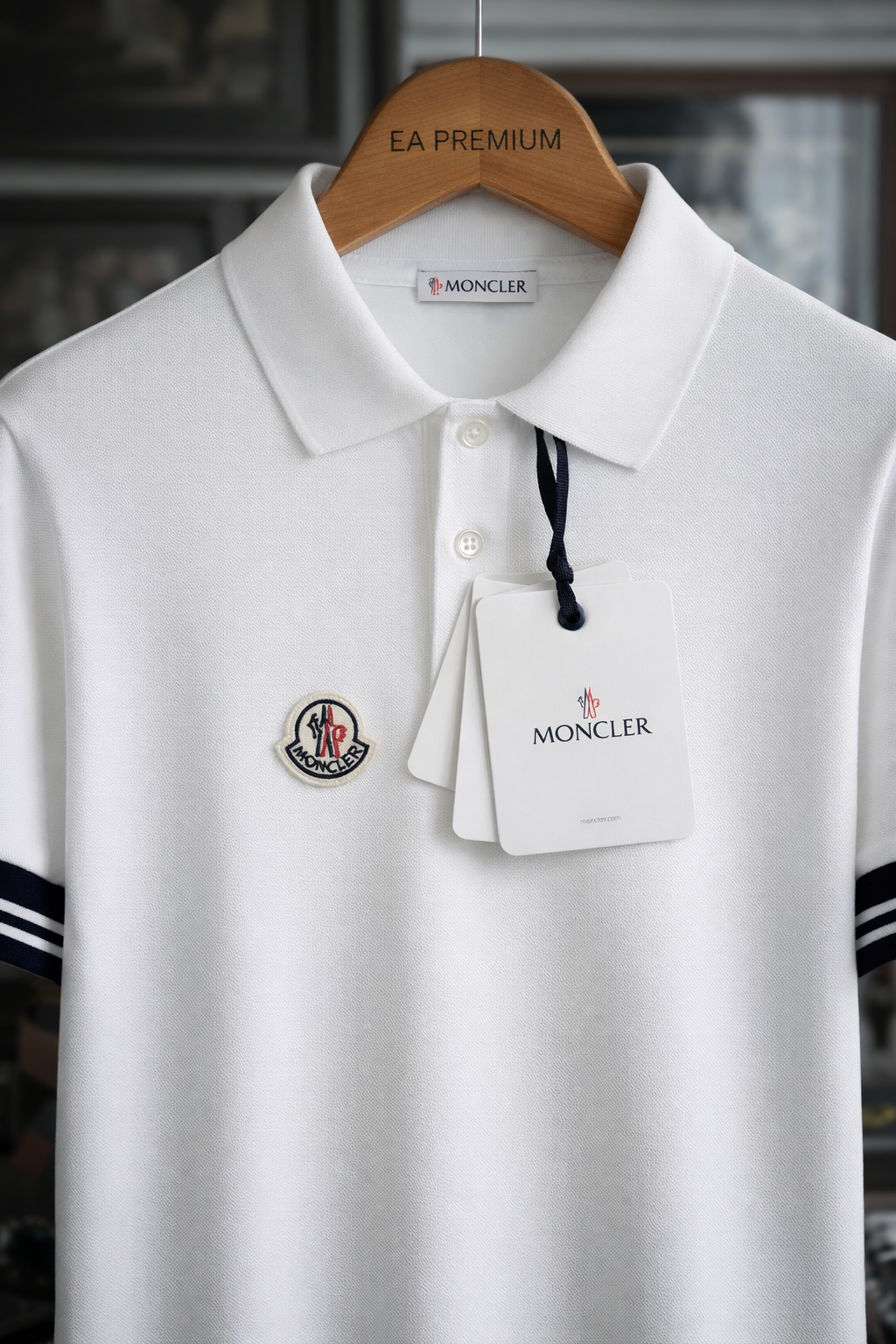 MONCLER Polo Yaka T-Shirt - Beyaz