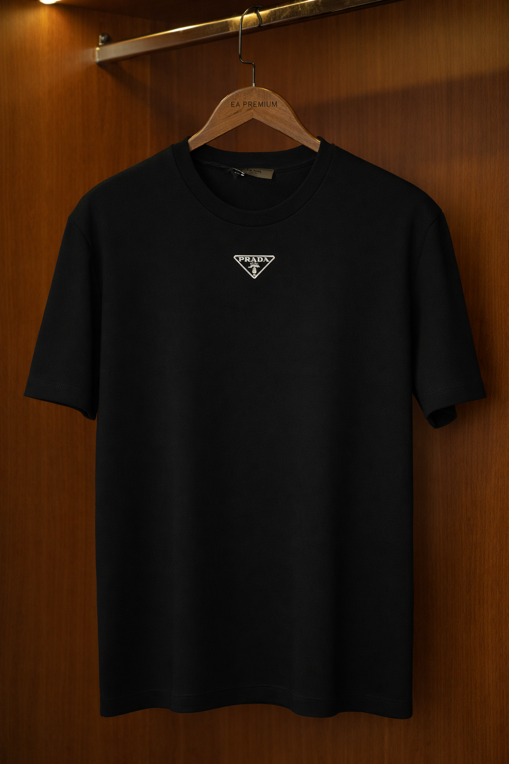 PRADA Bisiklet Yaka T-Shirt - Siyah