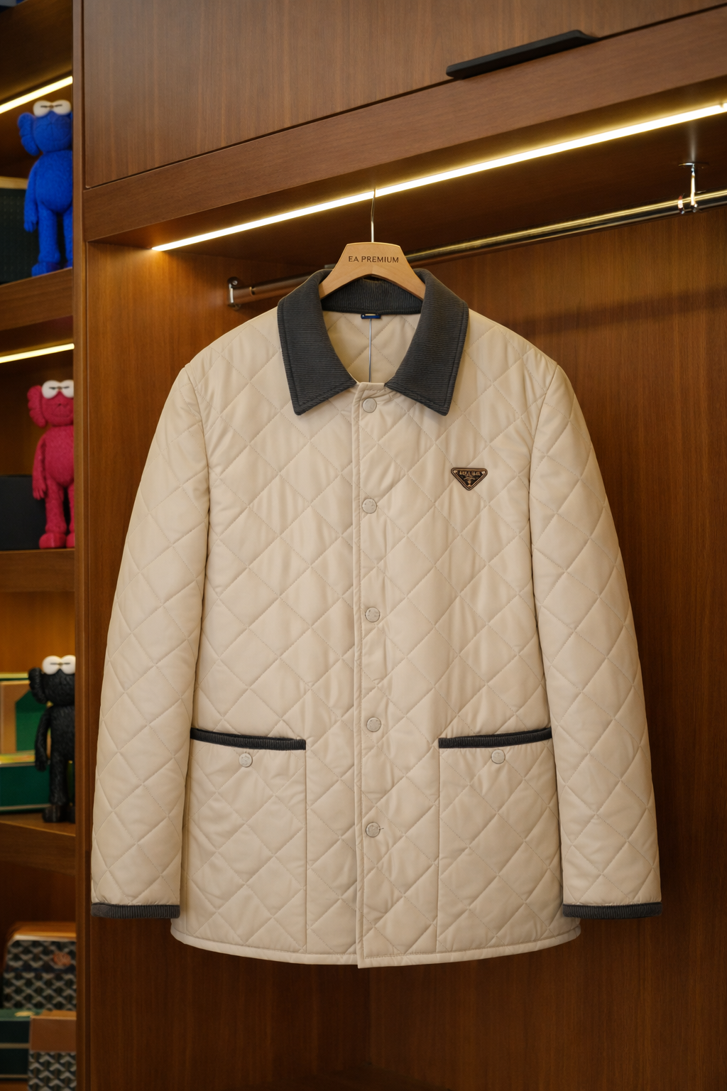 Prada Yaka Detaylı Tasarım Mont - Ekru
