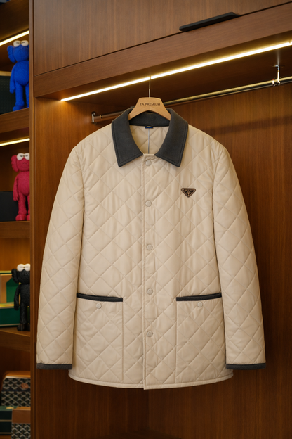 Prada Yaka Detaylı Tasarım Mont - Ekru