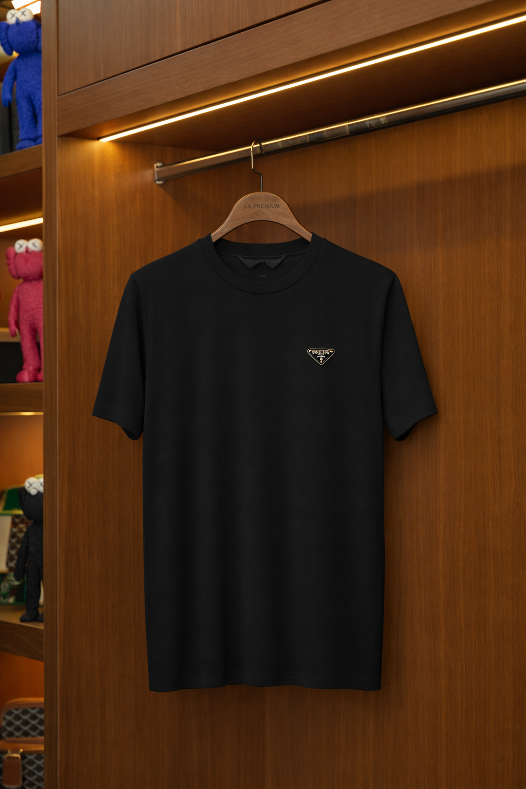 PRADA Bisiklet Yaka T-Shirt - Siyah