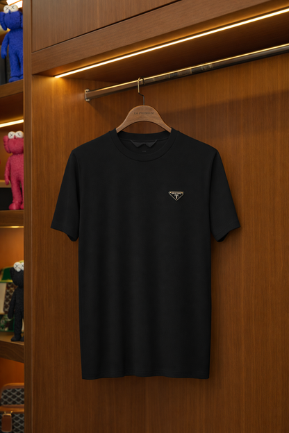 PRADA Bisiklet Yaka T-Shirt - Siyah