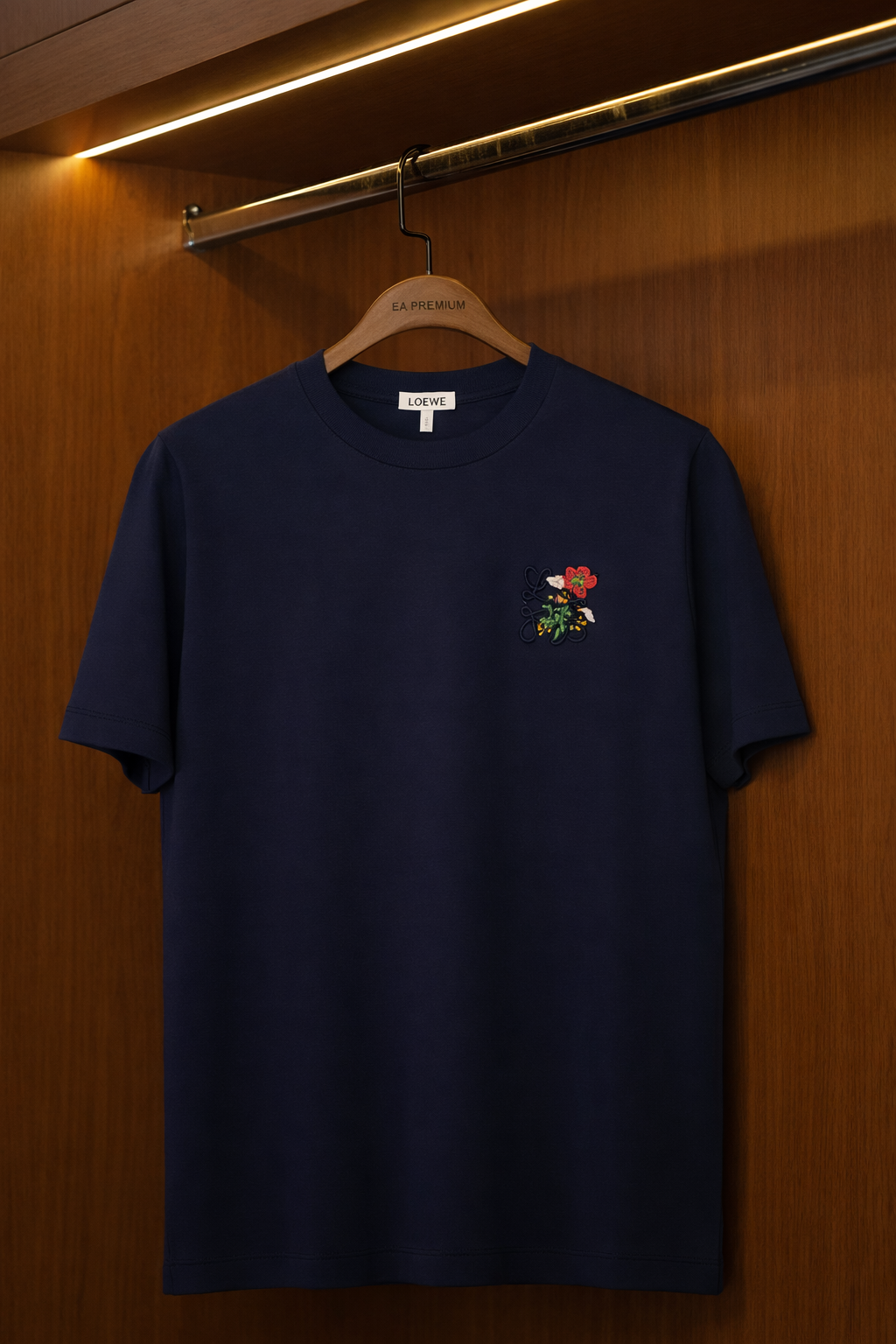 LOEWE Nakış İşlemeli Bisiklet Yaka T-Shirt - Lacivert