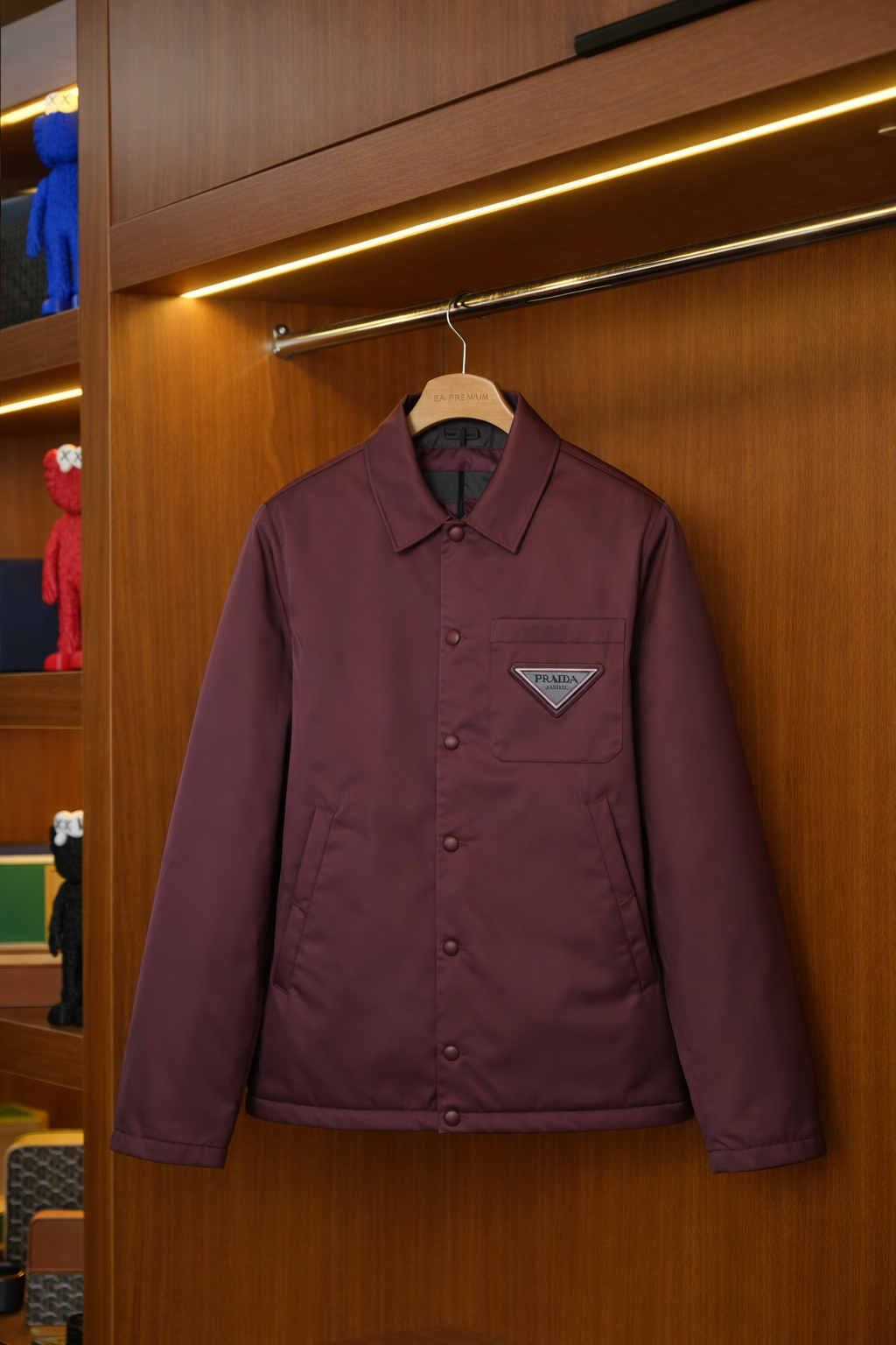 Prada Düğme Detaylı Mont - Bordo