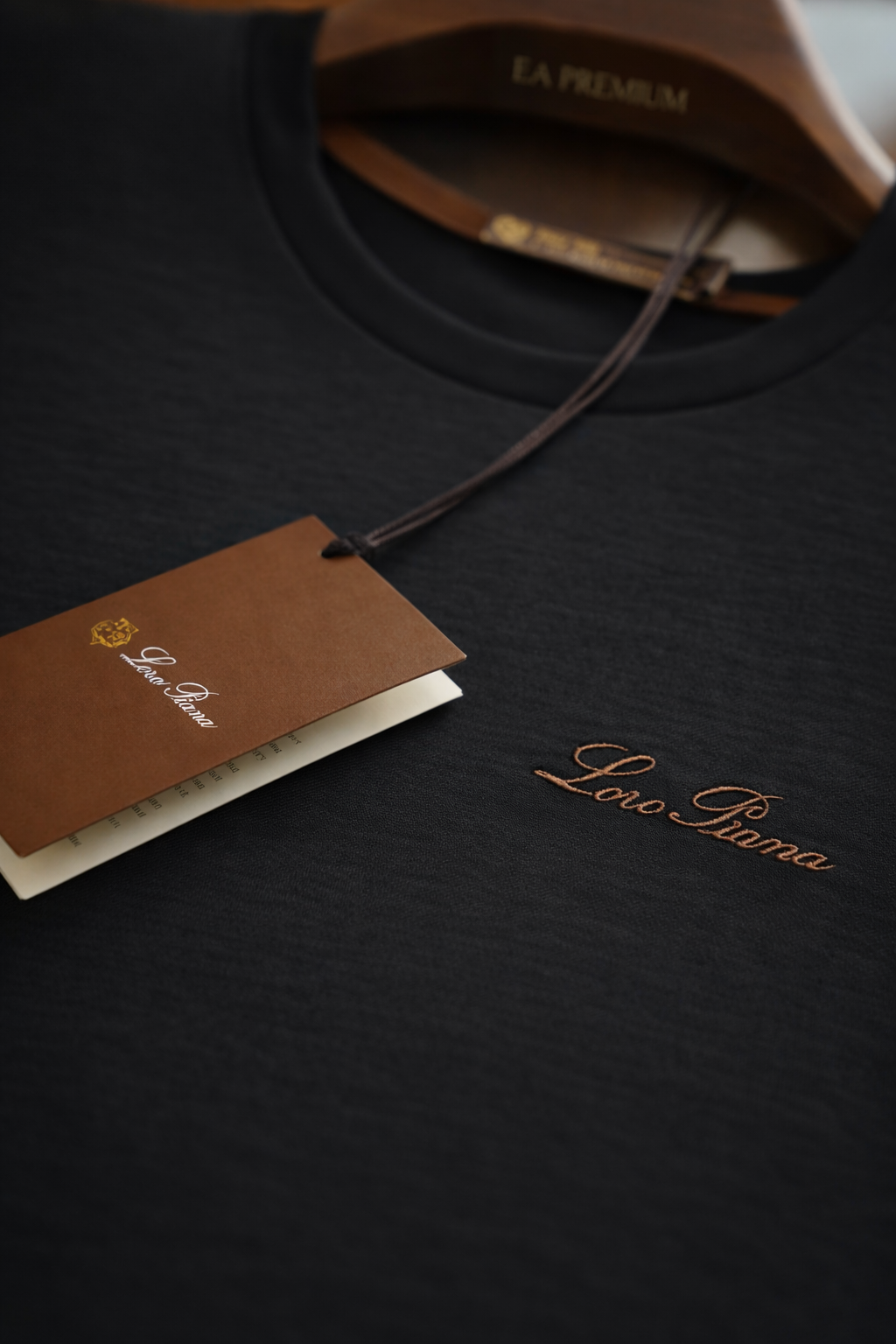 Loro Piana Bisiklet Yaka Minimal Baskı T-Shirt - Siyah