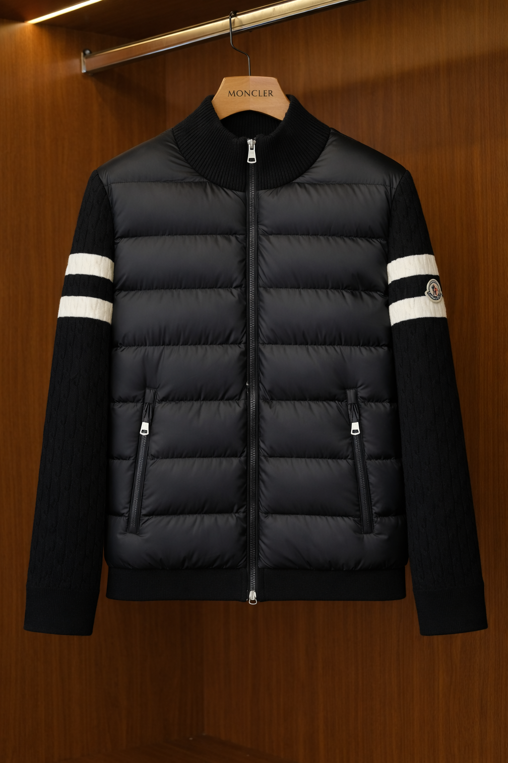 MONCLER Doğal Deri Ceket - Siyah