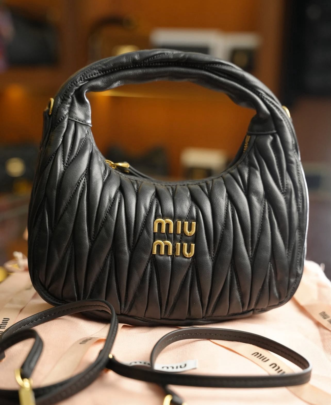 Miu Miu Matelassé Deri Mini Çanta – Siyah