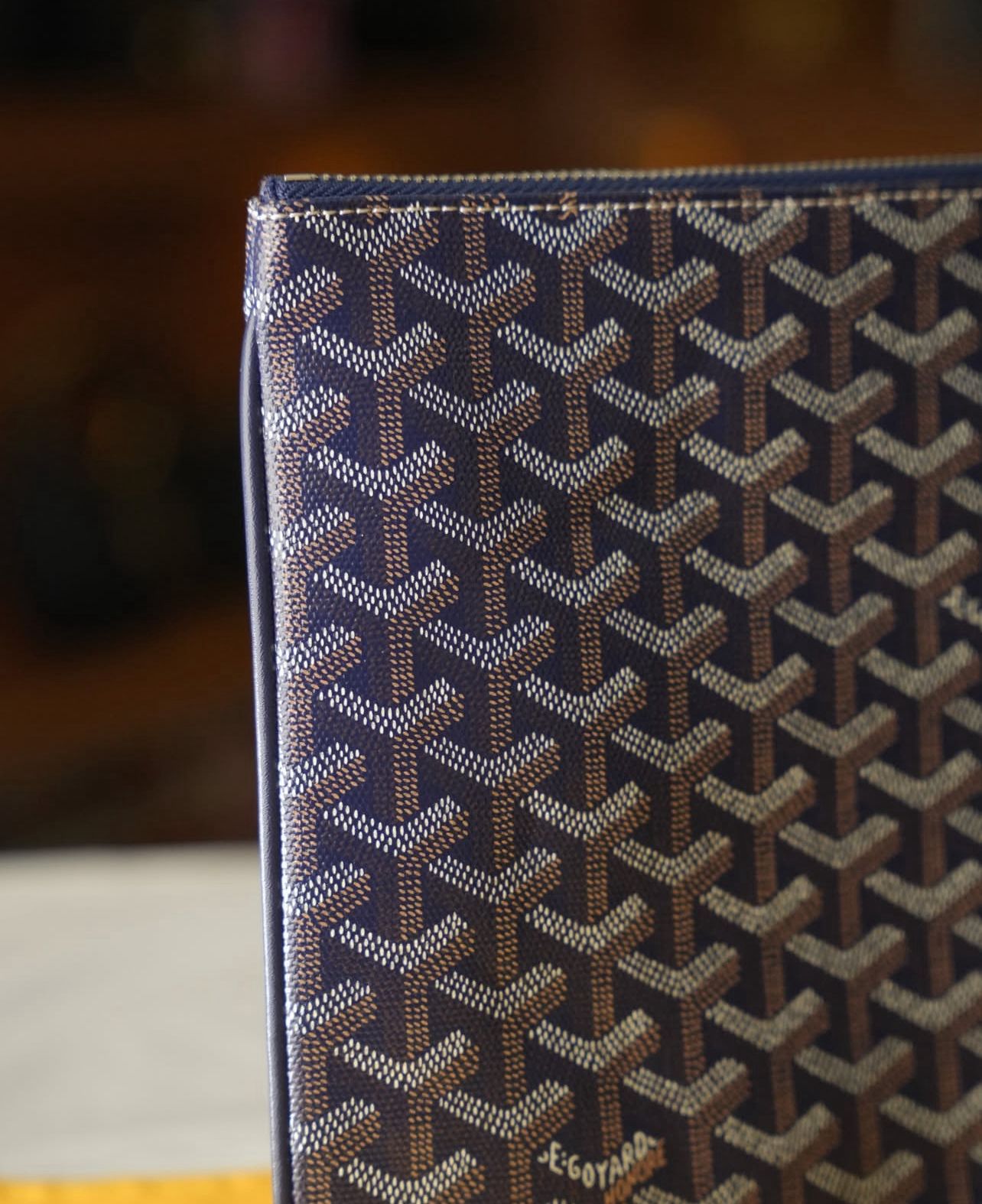 Goyard Monogram Fermuarlı Clutch – Lacivert