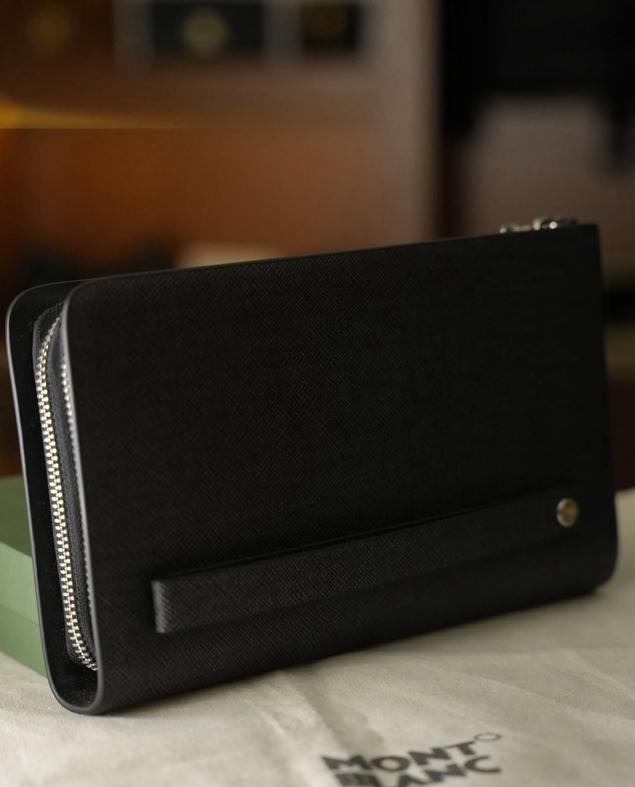 Montblanc Fermuarlı Deri Organizer Cüzdan – Siyah