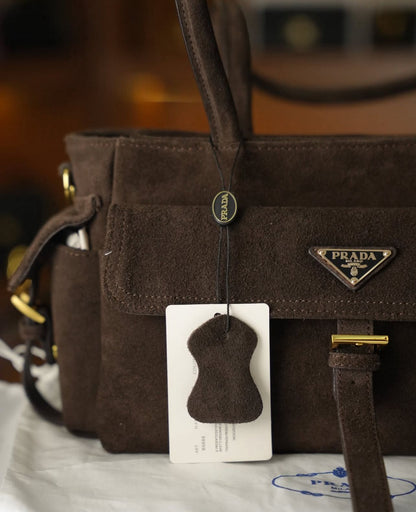 Prada Süet Omuz & El Çantası – Kahverengi