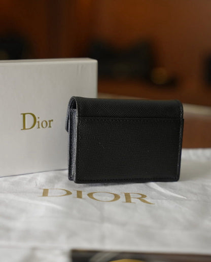 Dior Saddle D Logolu Deri Kartlık / Mini Cüzdan – Siyah