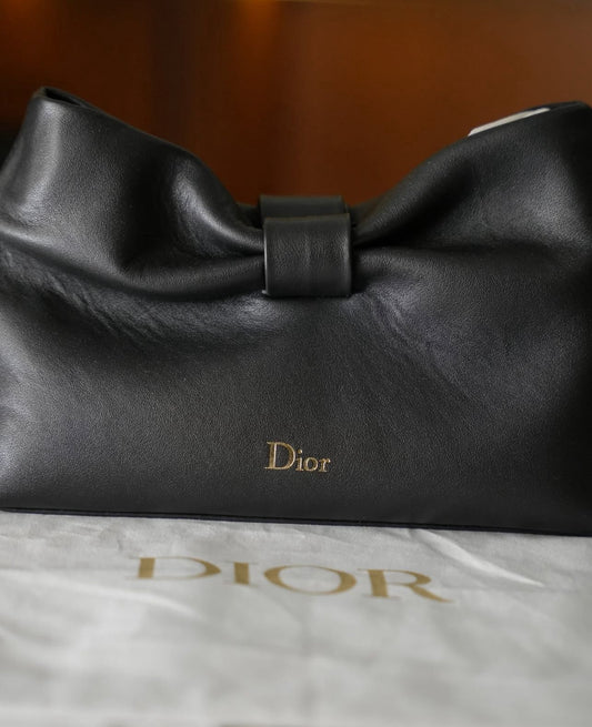 Dior Deri Fiyonk Tasarımlı Clutch / El Çantası – Siyah