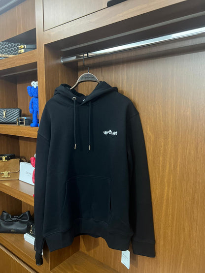 Off-White Siyah Minimal Logo Nakışlı Kapüşonlu Sweatshirt (Unisex Oversize Hoodie)