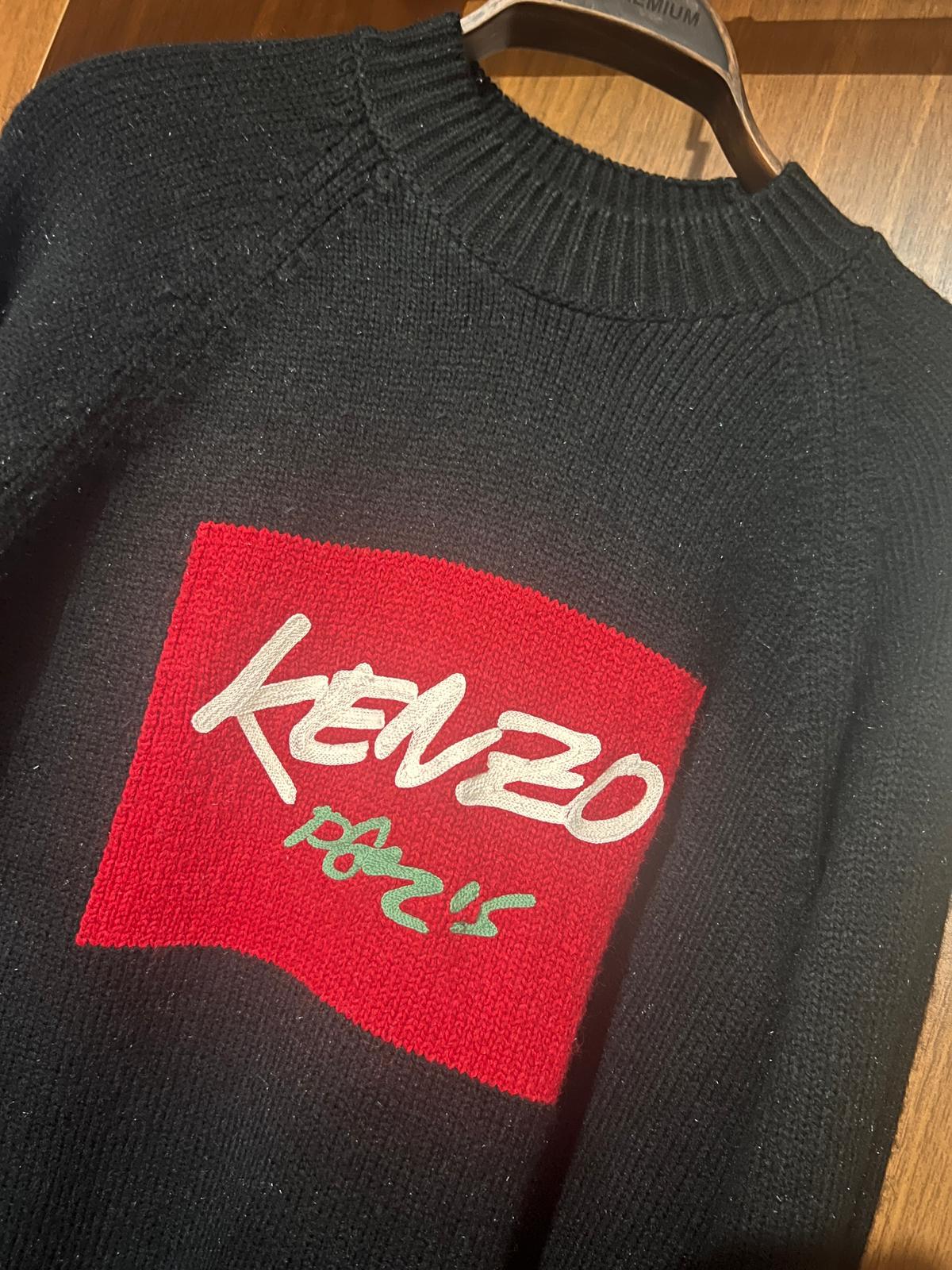 KENZO Siyah Premium Kazak – Modern Kesim, Minimal Tasarım, Logo Detaylı (Erkek)