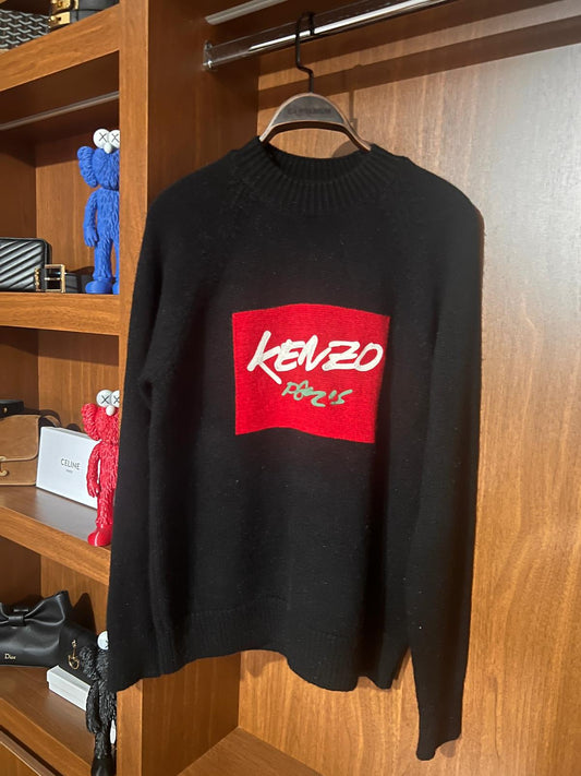 KENZO Siyah Premium Kazak – Modern Kesim, Minimal Tasarım, Logo Detaylı (Erkek)