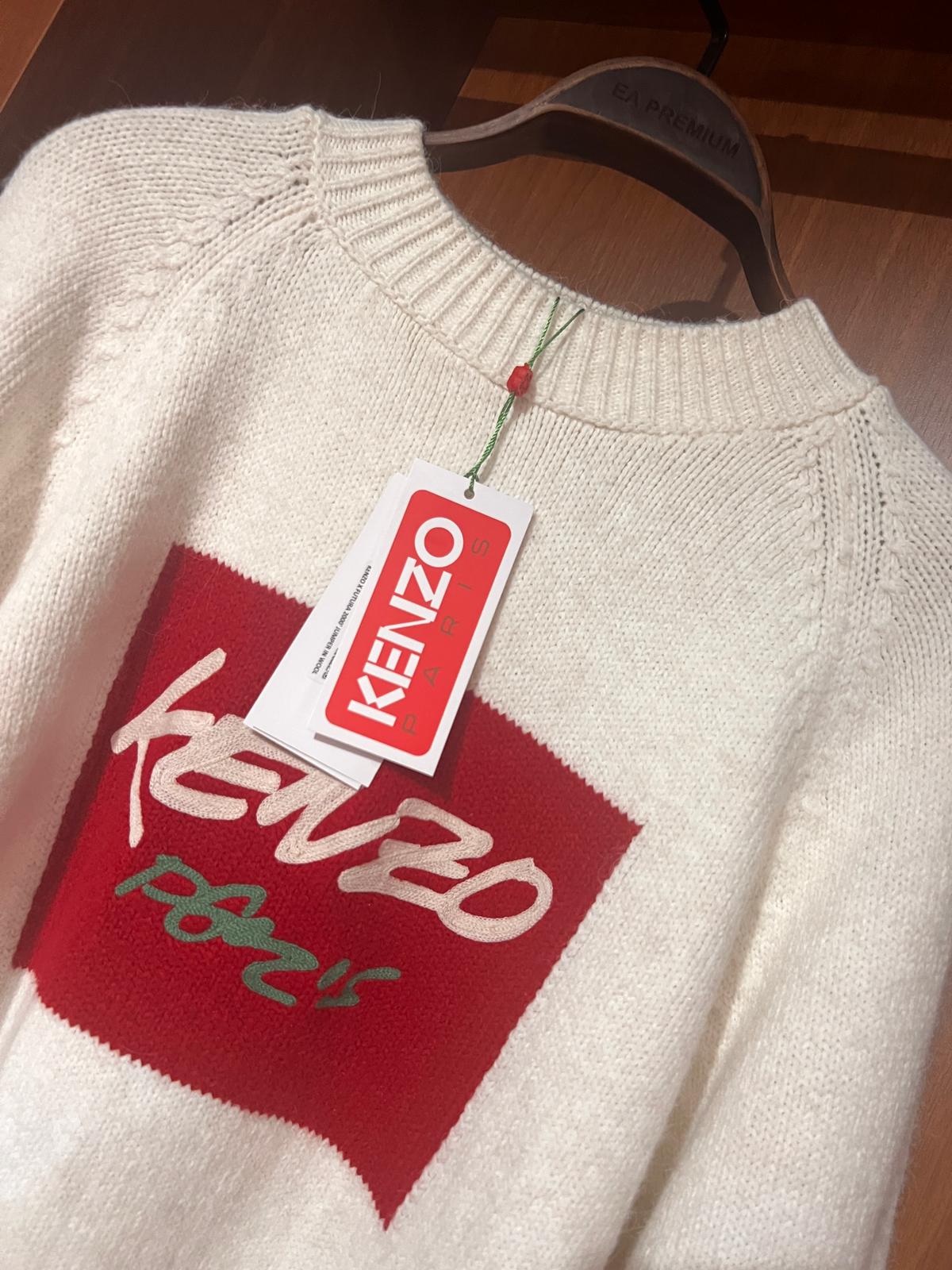 KENZO Beyaz Premium Kazak – Modern Kesim, Minimal Tasarım, Logo Detaylı (Erkek)