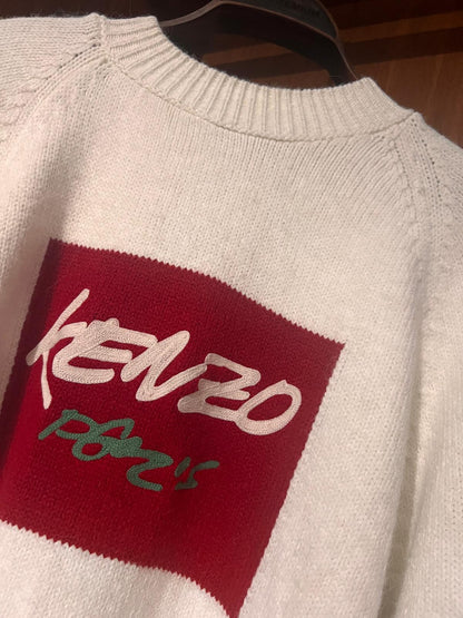 KENZO Beyaz Premium Kazak – Modern Kesim, Minimal Tasarım, Logo Detaylı (Erkek)