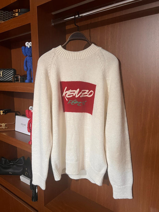 KENZO Beyaz Premium Kazak – Modern Kesim, Minimal Tasarım, Logo Detaylı (Erkek)
