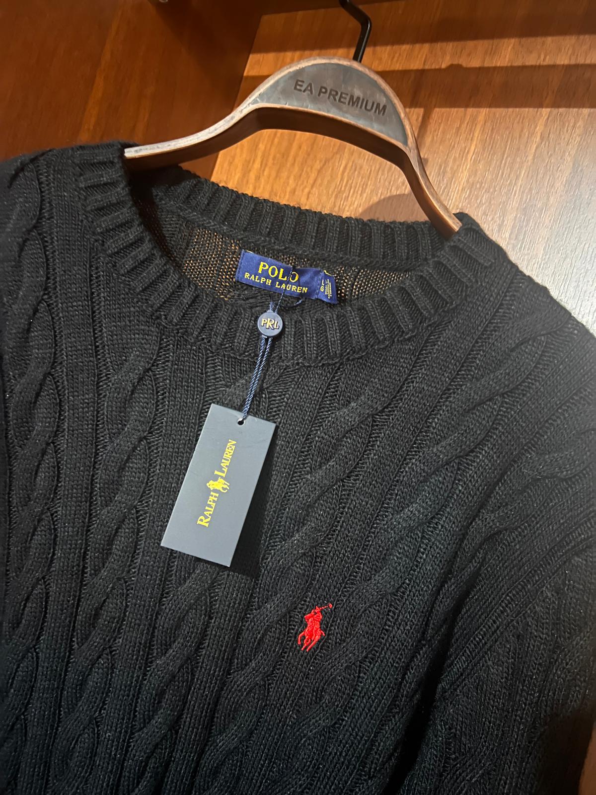 Ralph Lauren Siyah Premium Kazak – Modern Kesim, Minimal Tasarım, Logo Detaylı (Erkek)