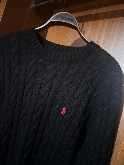 Ralph Lauren Siyah Premium Kazak – Modern Kesim, Minimal Tasarım, Logo Detaylı (Erkek)